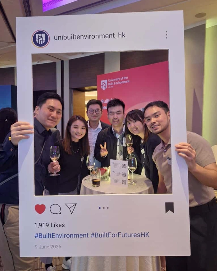 Alumni and students celebrating - University of the Built Environment Name Launch HK