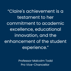 Professor Malcolm Todd, Pro Vice-Chancellor at the University of the Built Environment, congratulated Associate Professor Dr Claire Hookham on her achievement.